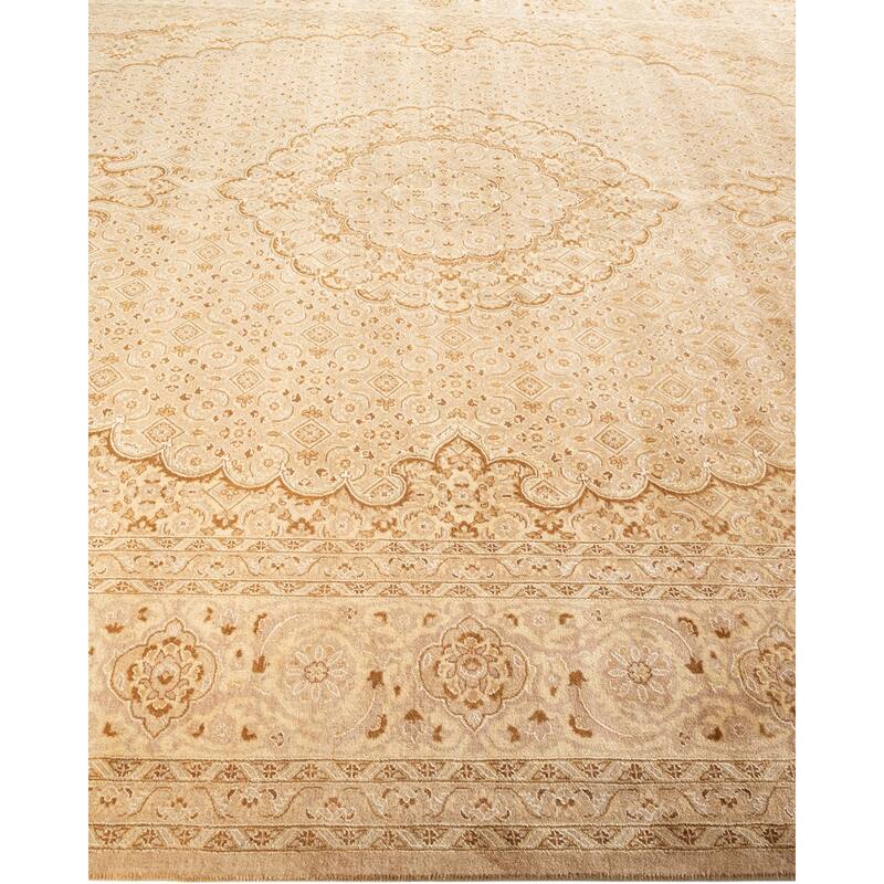 Overton Hand Knotted Wool Vintage Inspired Traditional Mogul Yellow Area Rug - 9 x 12