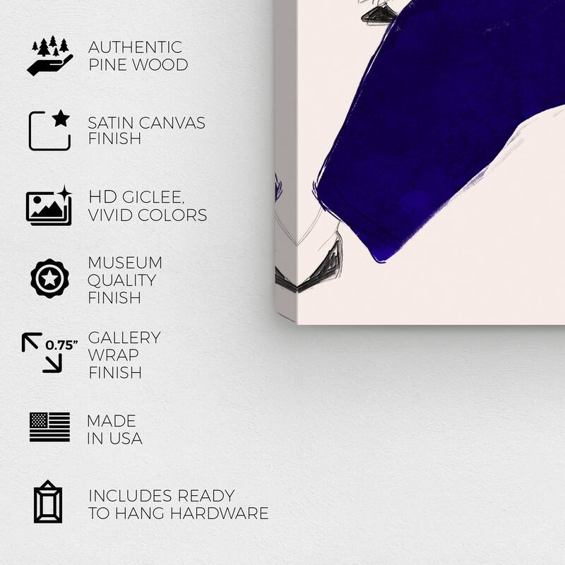 Wynwood Studio Canvas Fashion and Glam Kiki is My Name Blue and Dark Blue Glam Wall Art Canvas Print