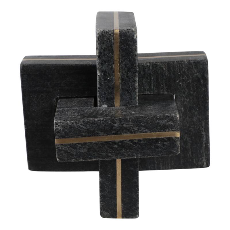 Stone Metal Decorative Object Interlocking Modern Geometric Structure
