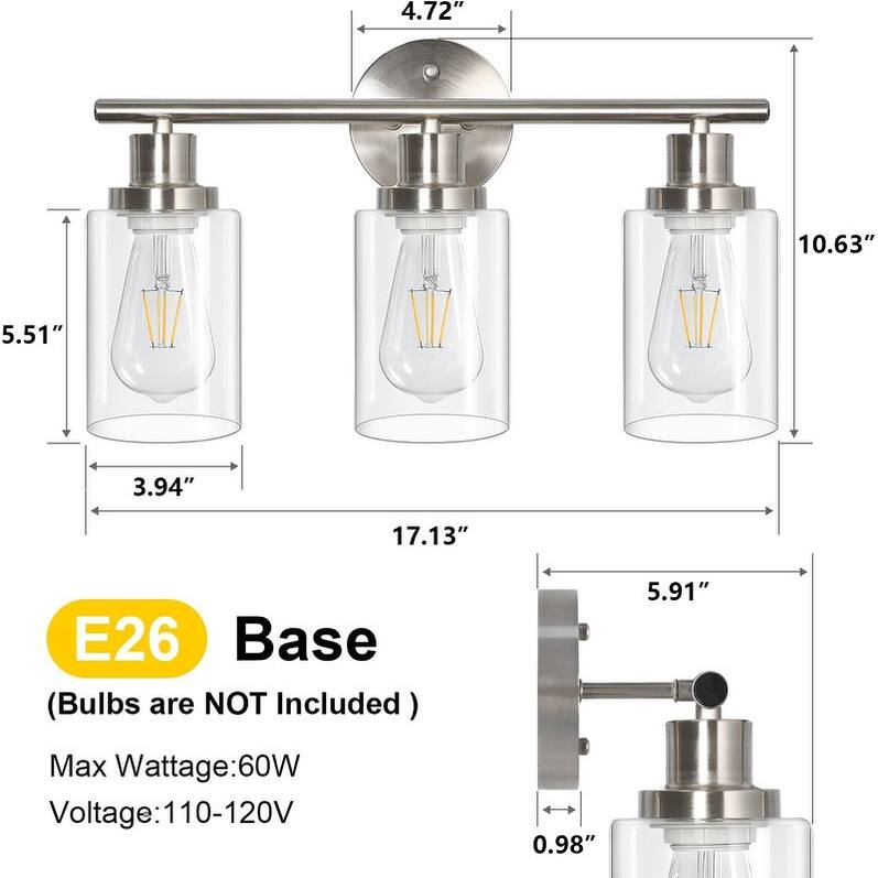 Modern Bathroom Light Fixtures, 3 Light Vanity Lights