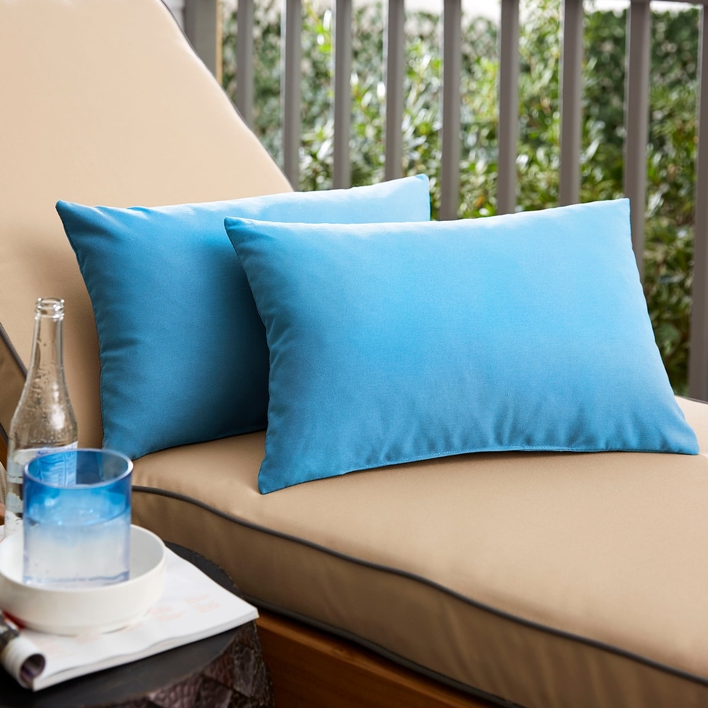 Sunbrella Canvas Capri Blue Indoor/Outdoor Knife Edge Pillow (Set of 2)
