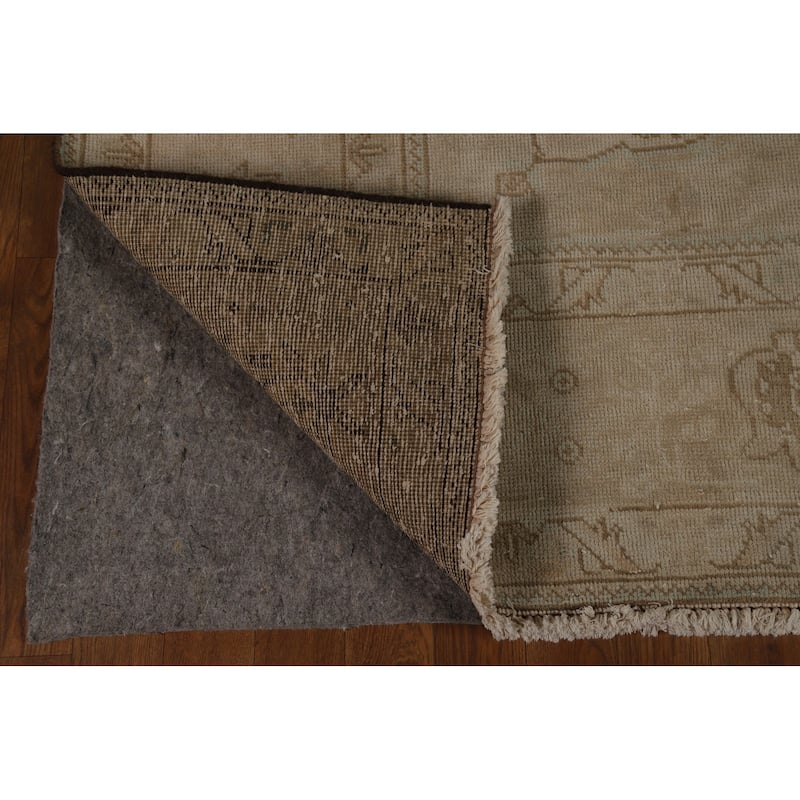Tabriz Persian Vintage Area Medallion Beige Wool Carpet - 8'4" x 11'1"