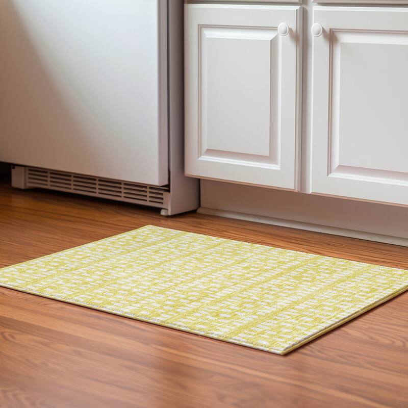 Premium Washable Super Soft Modern Imprints Mayfield Rug - Yellow - 1'8" x 2'6"