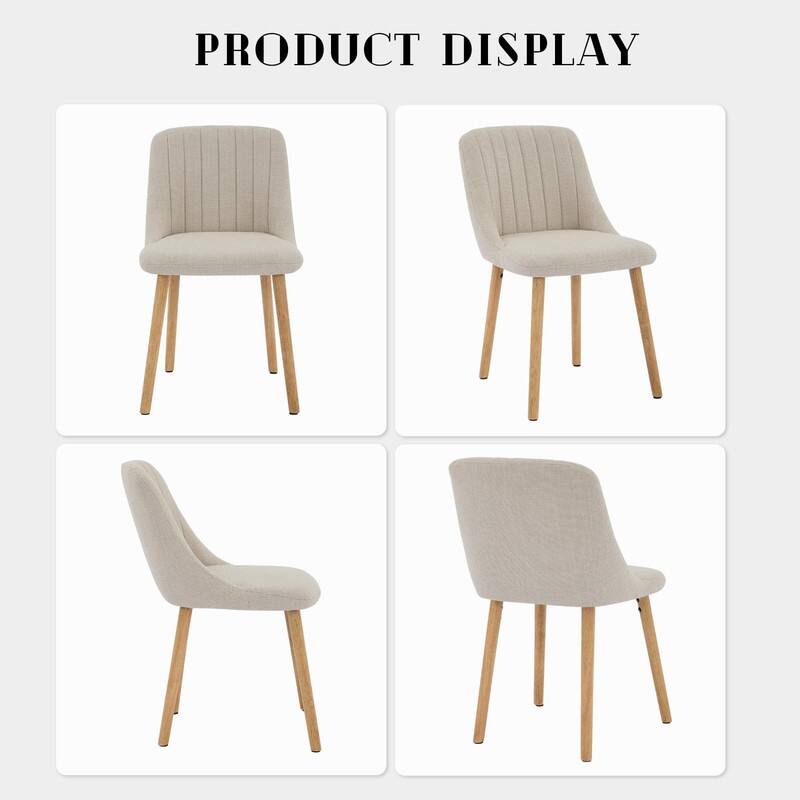 Set of 2 Modern Dining Chairs - Ergonomic Fabric Upholstered w/Oak Legs
