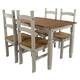 Wood Dining Table Corona Collection | Furniture Dash - Gray wash color stain, top in antique brown color.