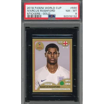 Marcus Rashford 2018 Panini World Cup Rookie Stickers Gold Card #590 PSA 8 - 8'6" x 11'6"