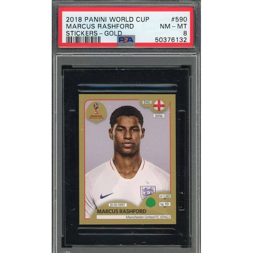 Marcus Rashford 2018 Panini World Cup Rookie Stickers Gold Card #590 PSA 8 - 8'6" x 11'6"