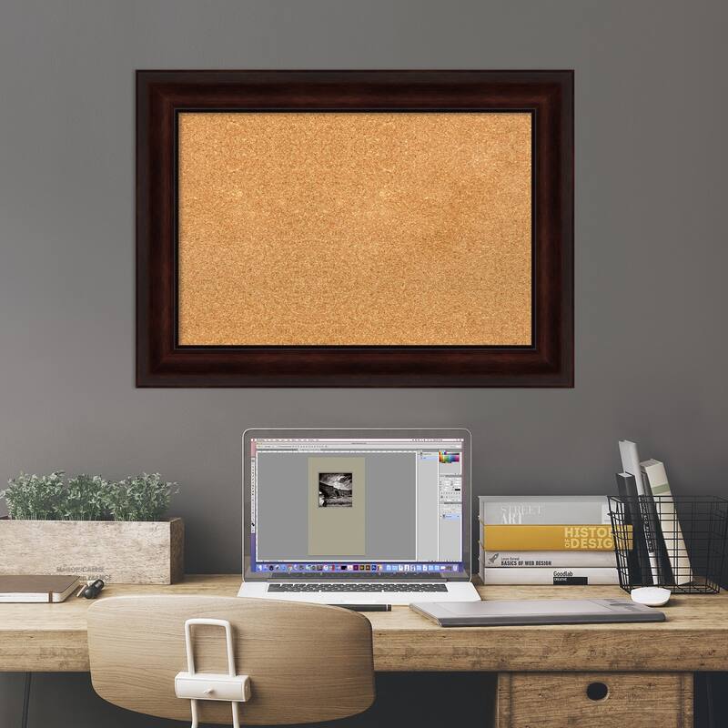 Coffee Bean Brown Framed Cork Bulletin Memo Board