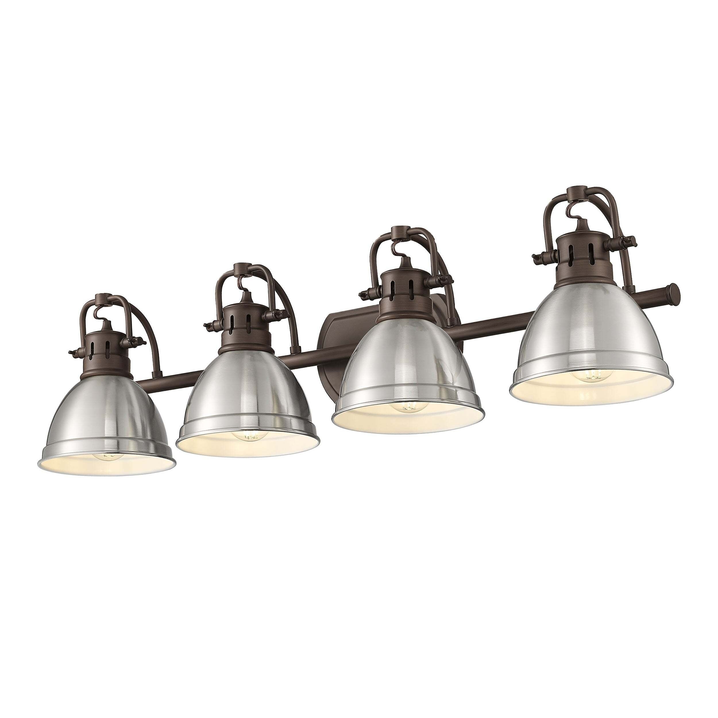 Golden Lighting Duncan 4-Light Vanity Light - Rubbed Bronze - Pewter Shade
