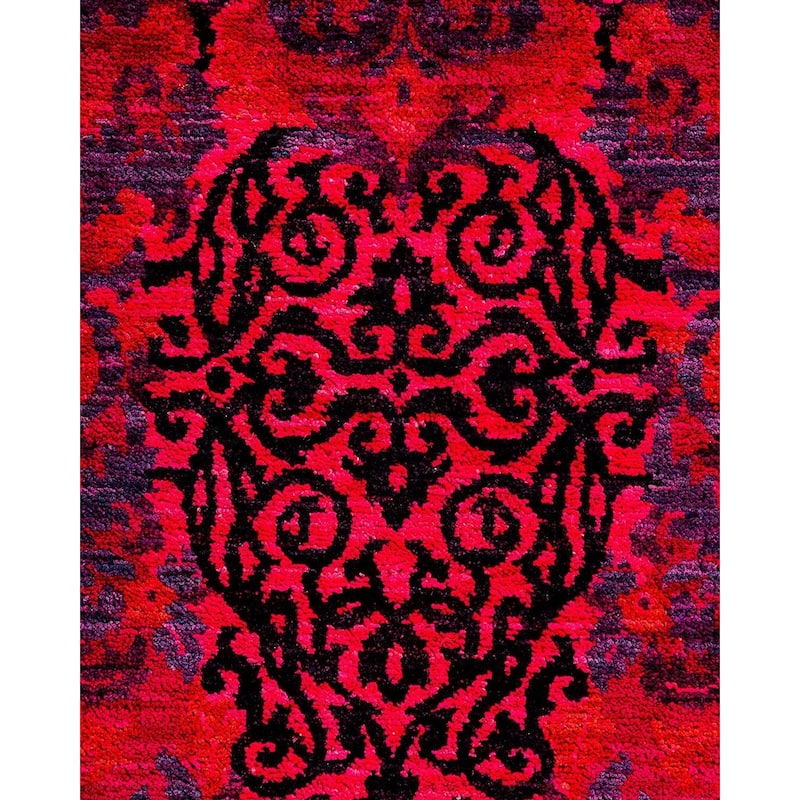 Overton Hand Knotted Wool Vintage Inspired Modern Contemporary Overdyed Pink Area Rug - 9' 1" x 12' 2"