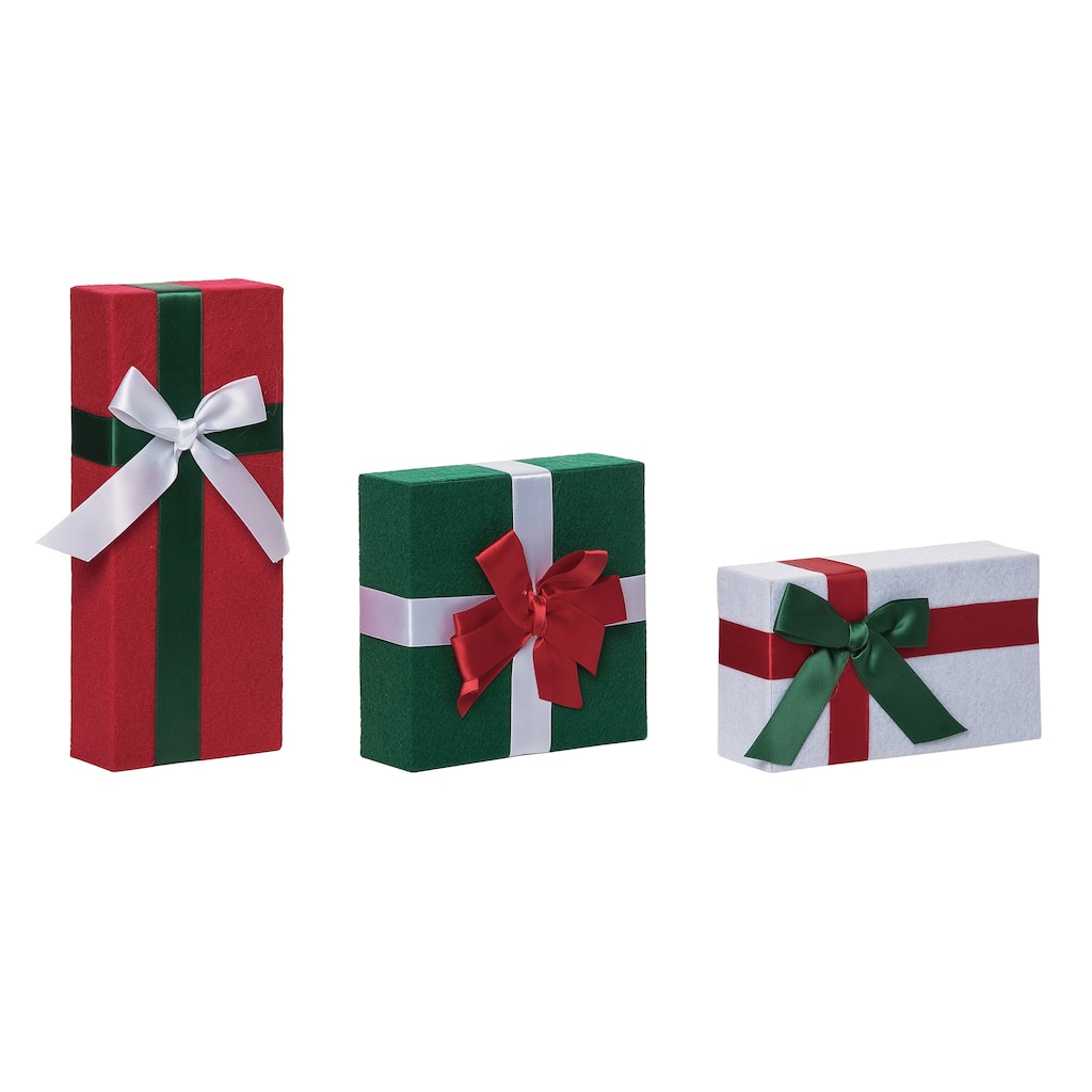 Transpac Wood 9.8 in. Multicolor Christmas Faux Gift Block Decor Set of 3