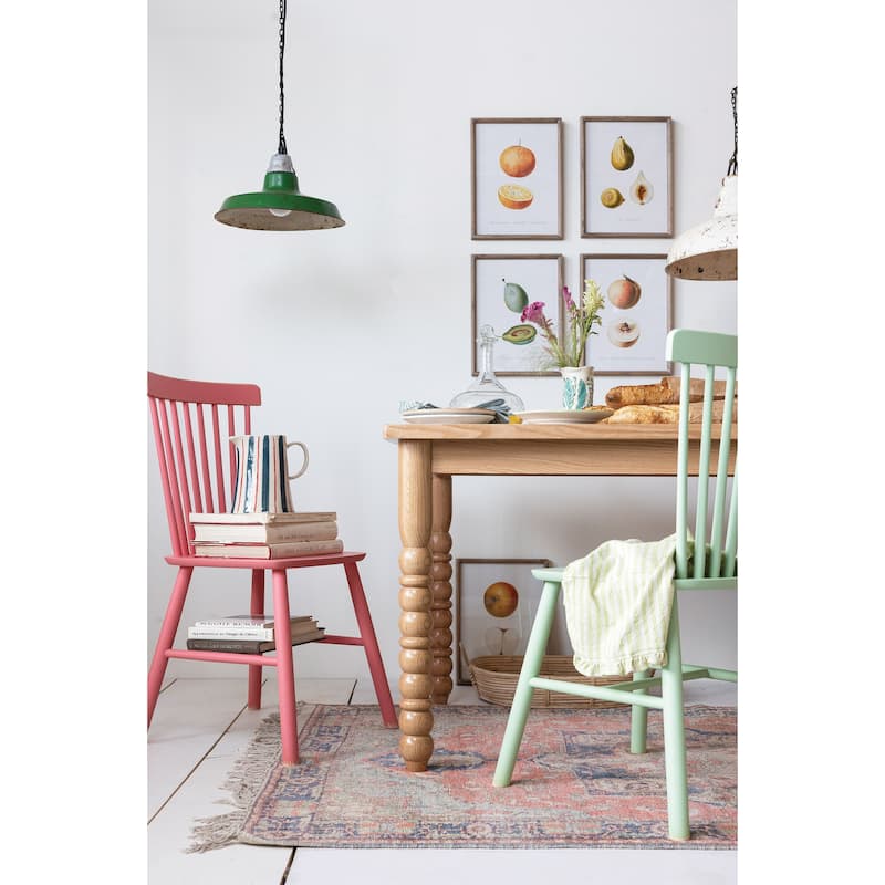 Rubberwood Dining Chairs with Slatted Back - 19.5"L x 19.5"W x 36.0"H