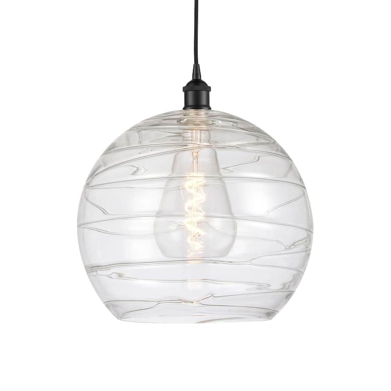 Innovations Lighting 616-1P-16-13 Athens Pendant Athens 13" Wide - Matte Black / Clear Deco Swirl