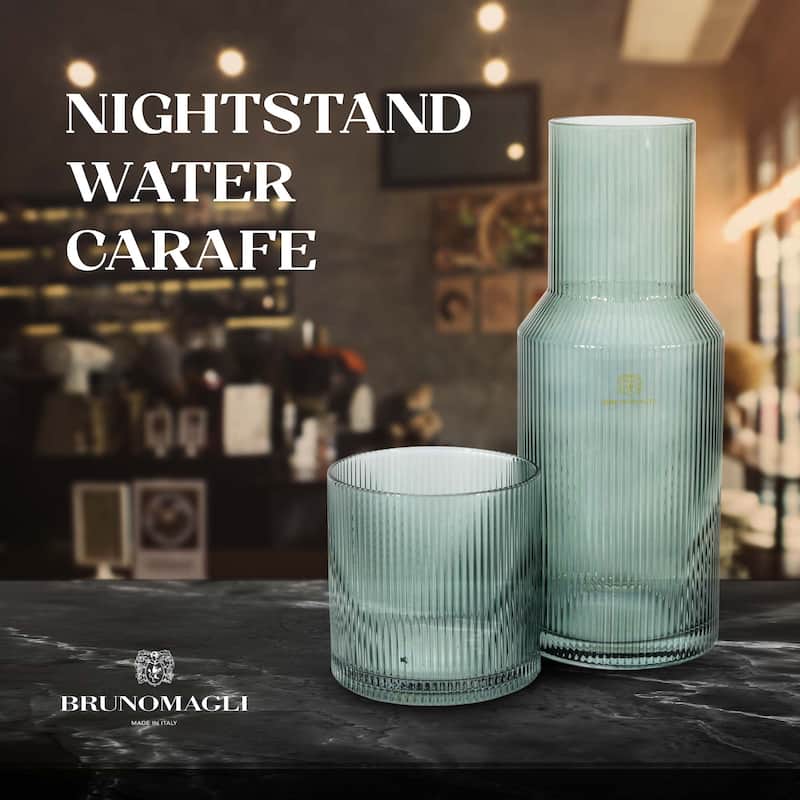 Bruno Magli Ribbed Carafe with Tumbler Lid - 28 oz