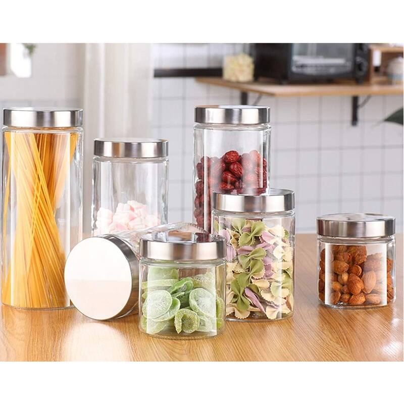 Clear Glass Jars with Stainless Steel Lids Bed Bath & Beyond 39467084