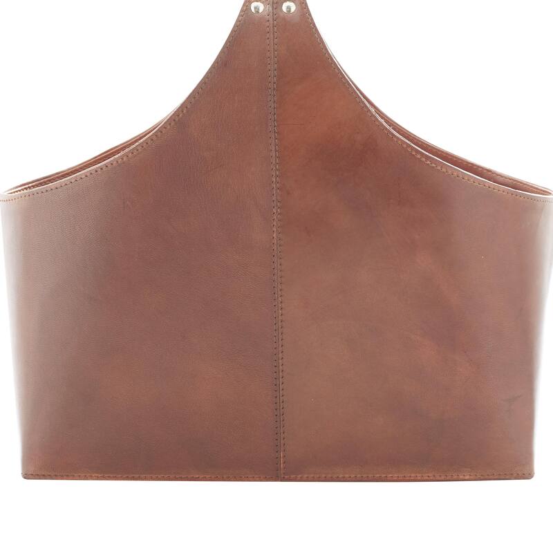 Leather Handmade Box Style Single Slot Magazine Holder with Buckle Handle - Brown, Dark Brown, Gray or Black - Roche River Decor