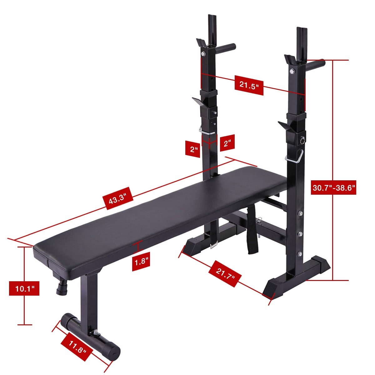 Adjustable Multifunctional Workout Station with Folding Bench and Squat Rack Black Bed Bath Beyond 40126153