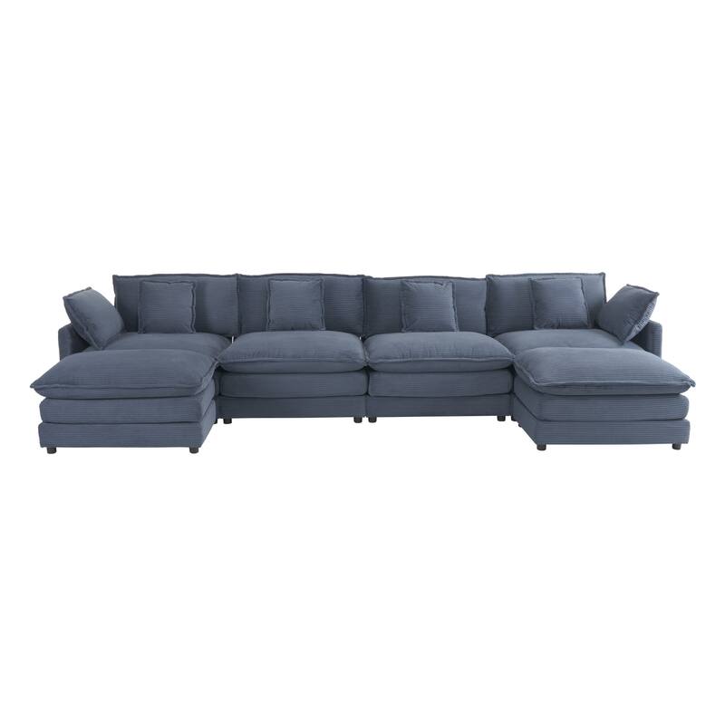 2-Piece Chenille Modular Sofa Set (3+Armchair) with Skirt Edge & Spring Cushions
