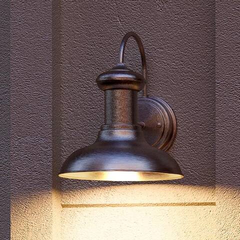 Luxury Industrial Chic Outdoor Wall Light, 10"H x 8.125"W, with Nautical Style Elements, Aged Nickel Finish by Urban Ambiance