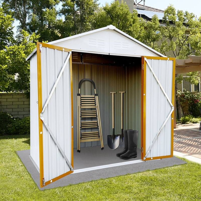 6' x 4' Outdoor Storage Shed with Lockable Doors Metal Garden Sheds - 4FTx6FT