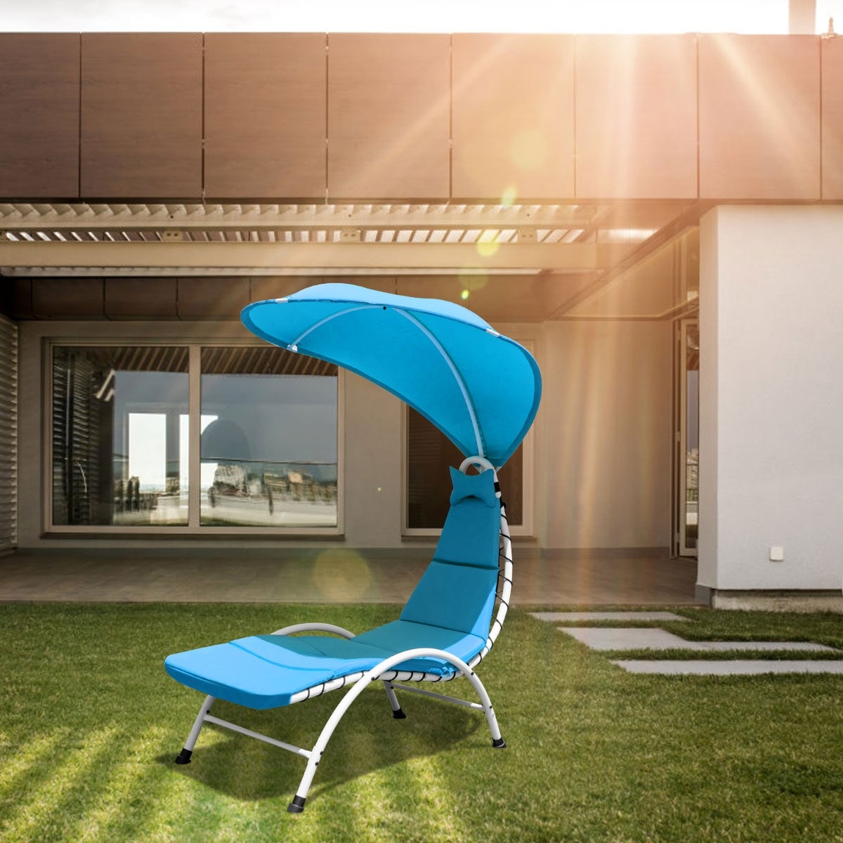 Hanging chaise lounge chair with canopy cheap