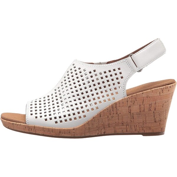 rockport briah perforated leather wedge sandals