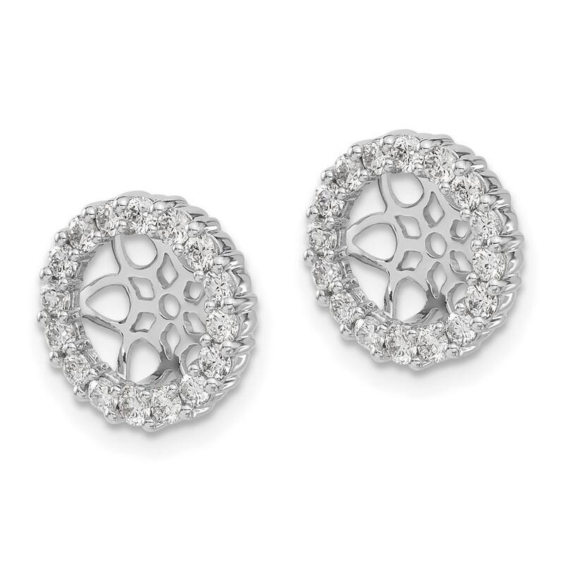 Curata 14k White Gold Diamond Earrings Jackets - 12x12mm Wide