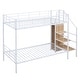 preview thumbnail 7 of 40, Metal Bunk Bed Frame with Lateral Storage Ladder & Wardrobe, Safety Guard Rails, Heavy-Duty Steel Frame Bunk Bed