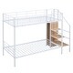 preview thumbnail 8 of 9, White Twin over Twin Size Metal Bunk Bed with Storage Ladder & Wardrobe