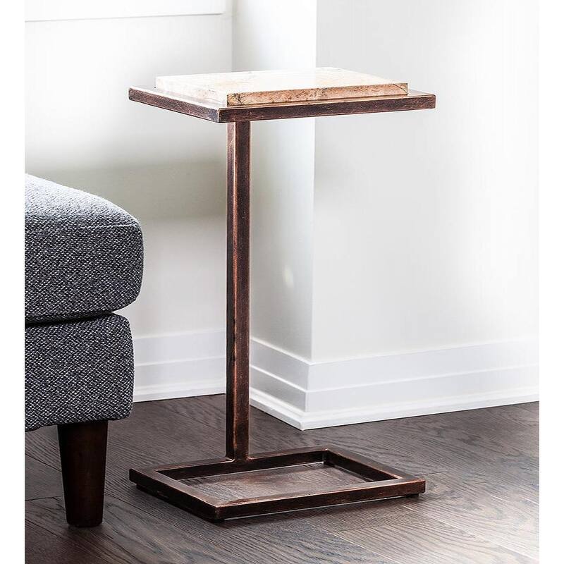 Metal & Marble Accent C-Shaped Table