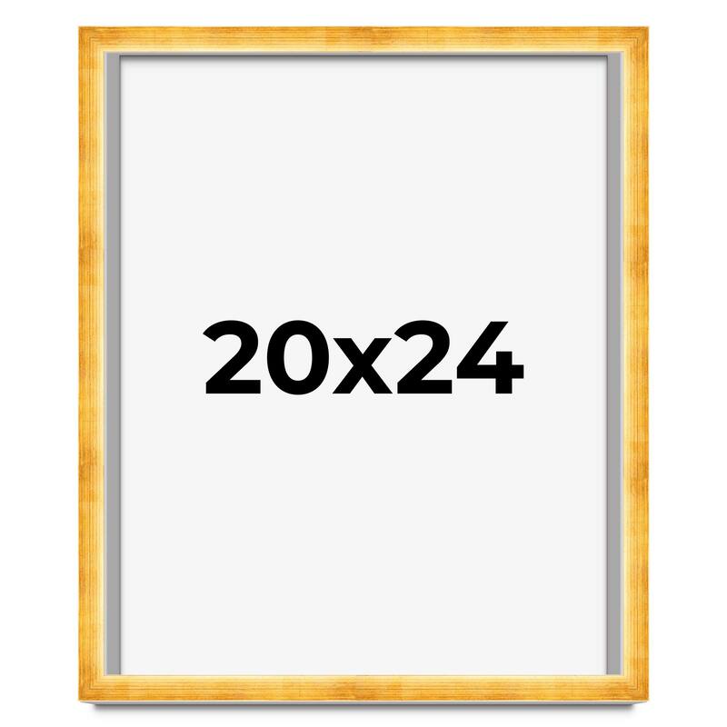 20x24 Shadow Box Frame Gold | 1.625 Inches Deep Real Wood Traditional