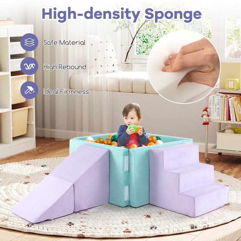Gymax 3-in-1 Foam Climbing Blocks for Toddlers w/ Ball Pit for