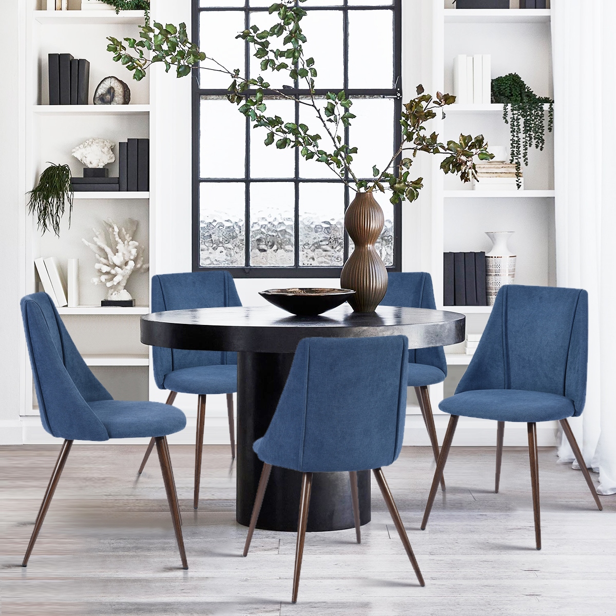 Blue mid deals century dining chair