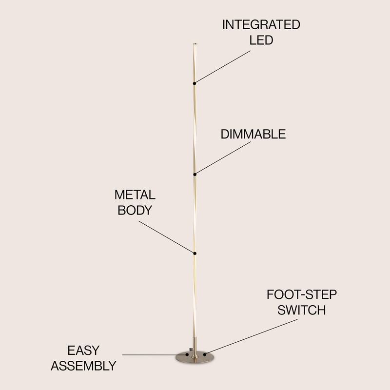 Iris 63.75" LED Integrated Floor Lamp, Chrome by JONATHAN Y