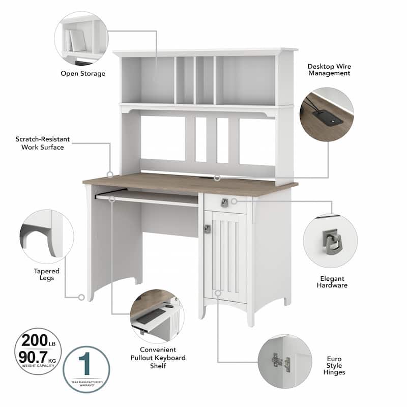 Bush Furniture Salinas Small Computer Desk with Storage Hutch