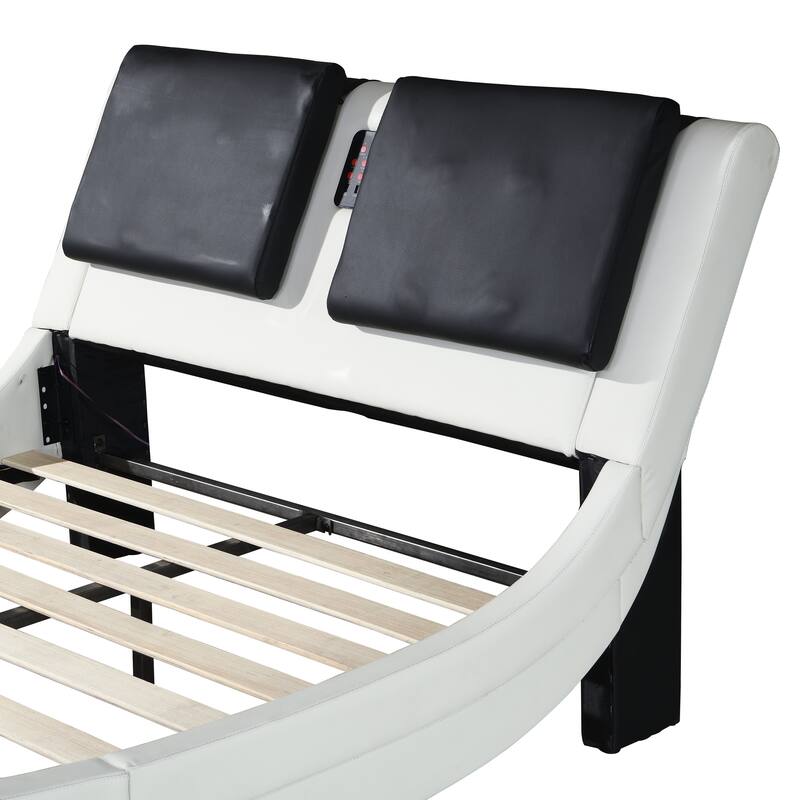 Faux Leather Upholstered Platform Bed Frame Queen Size