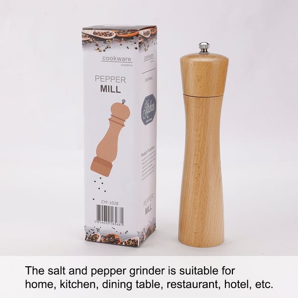 2-Piece Salt and Pepper Grinder Set, 8 Inch Wooden Salt and Pepper Mills  with Adjustable Coarseness, Refillable Manual Pepper Mill Grinder for Home