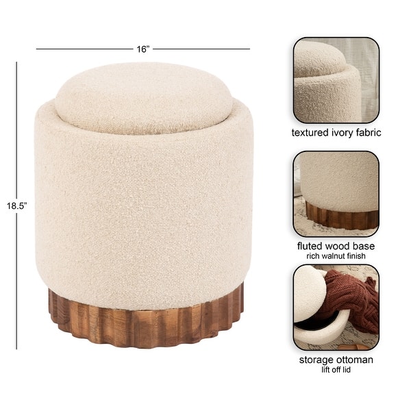 Kate and Laurel Jarlan Round Storage Ottoman