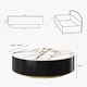 preview thumbnail 8 of 31, Modern Drum Coffee Table with Oak Veneer, Sintered Stone Coffee Table with 2 Solid Wood Drawers, Fully Assembled, White