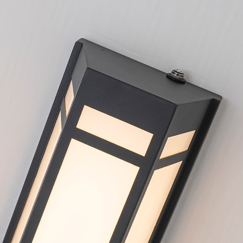 Modern Style Wall Sconce in Black with Acrylic Shade 24W Integrated LED Outdoor Wall Light with Dusk to Dawn Sensor for Garage