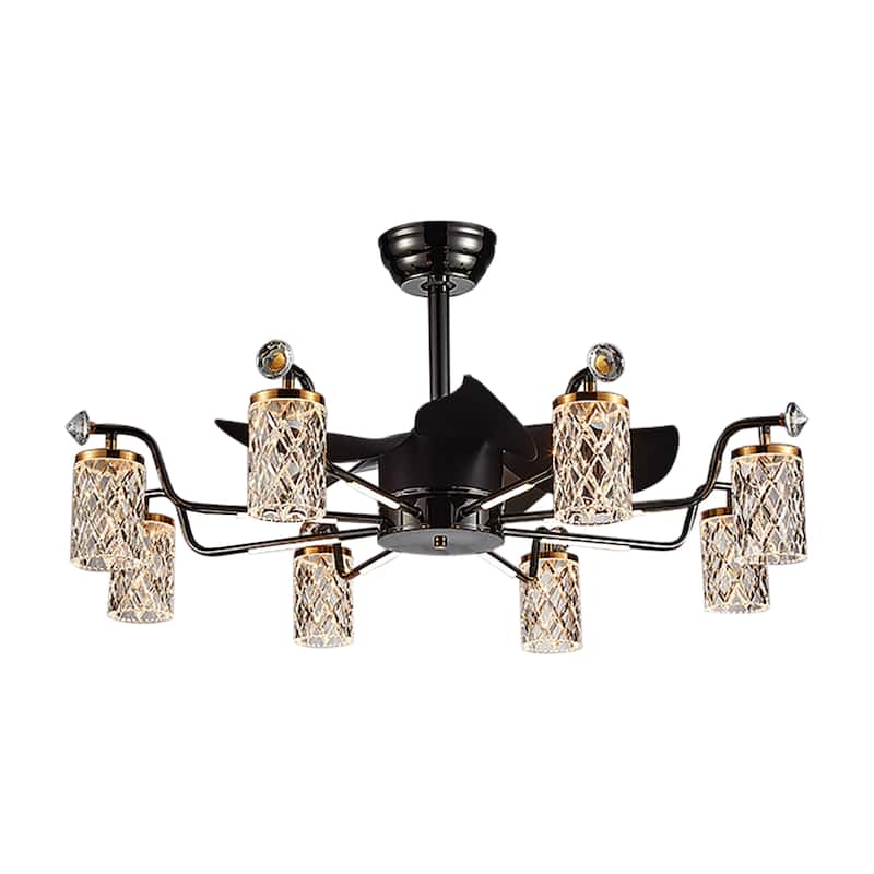 Modern Fandelier with Light and Remote, Modern luxury LED Chandelier Ceiling Fan for Living Room