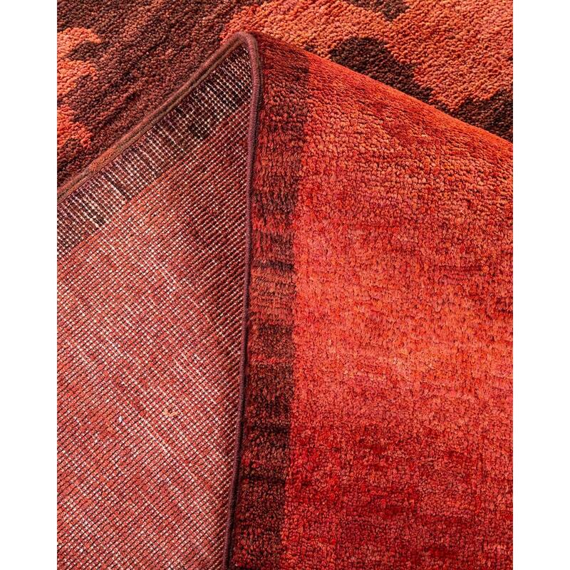 Overton Hand Knotted Wool Vintage Inspired Modern Contemporary Overdyed Brown Area Rug - 12' 1" x 16' 0"