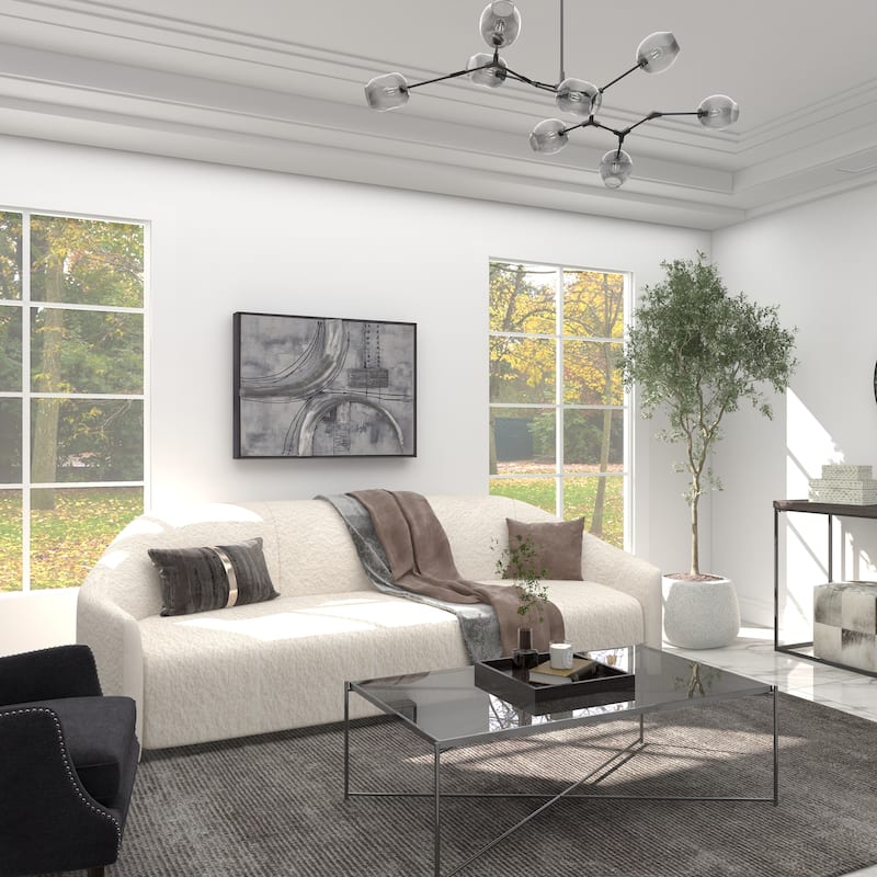 Gray Canvas Abstract Framed Wall Art with Black Frame