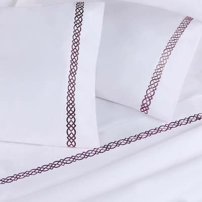 Superior Egyptian Cotton 1000 Thread Count Embroidered Scroll Pillowcases (Set of 2)