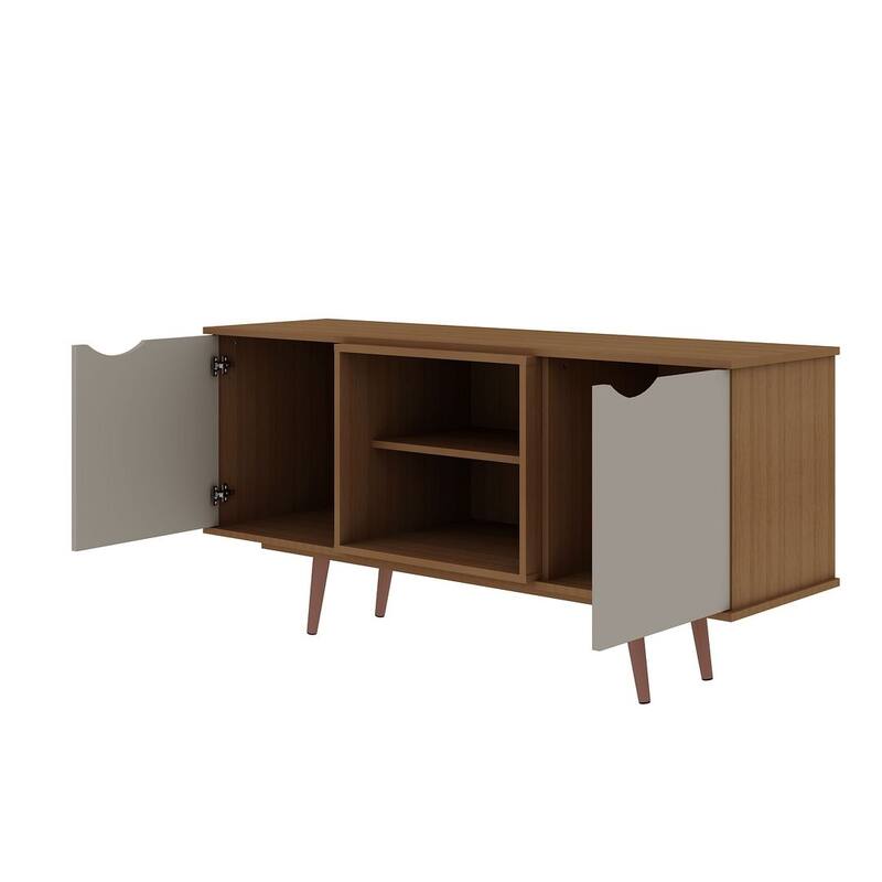 Hampton Mid Century Modern Wood 53.54 Media Cabinet Console