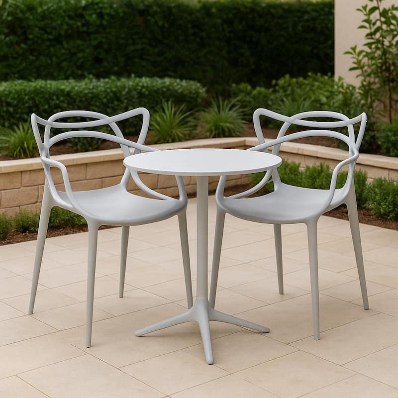 Set of 4 Modern Stackable Dining Chairs, Contemporary Plastic Patio Chair for Indoor Kitchen or Outdoor use, Green