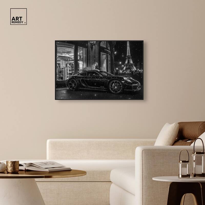 Glistening Cheetah and Car Canvas by Art Remedy