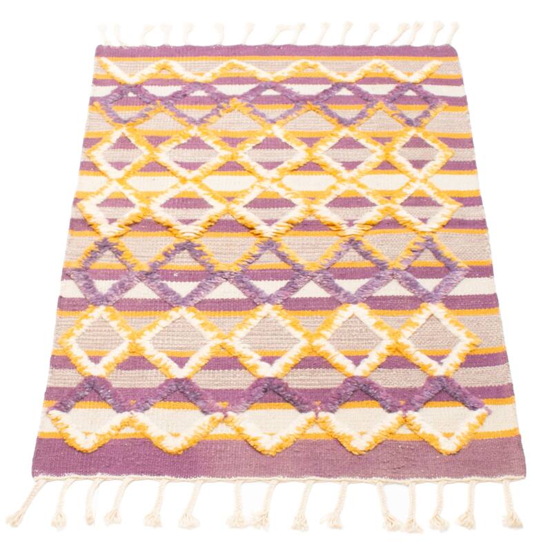 ECARPETGALLERY Hand-knotted Marrakech Purple Wool Kilim - 2'11 x 4'11