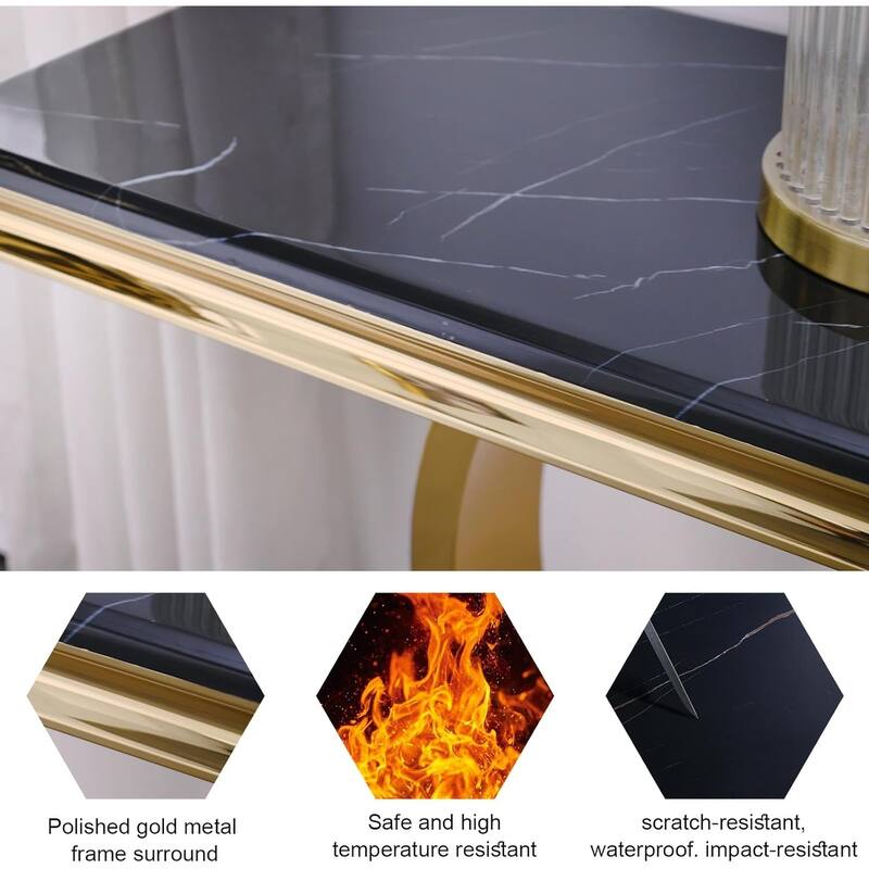 Console table With Metal U Base