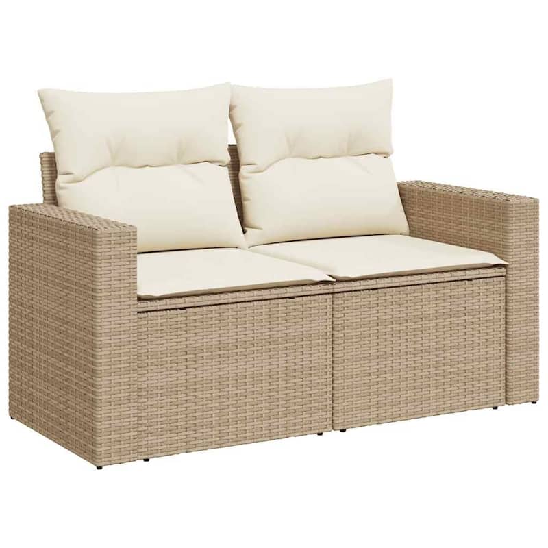 vidaXL Patio Sofa Set with Cushions Outdoor Furniture 9 Piece Poly Rattan - 21.7 x 39.4 x 28.7